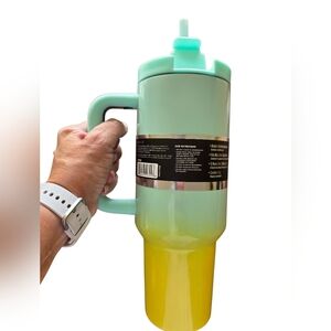 Hurley 40 Oz 3 In 1 Lid Mint Green and Yellow Travel Tumbler